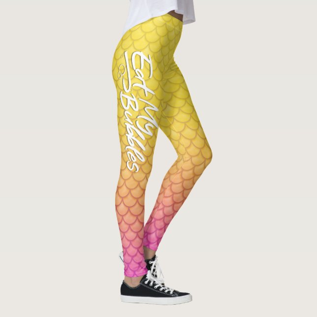 Legging "Coma as minhas bolhas" Amarelo/Cor-de-rosa dimens (Direita)