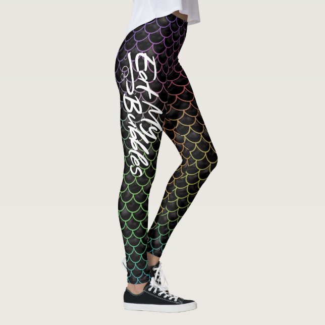 Legging "Coma as minhas bolhas" Black/Rainbow dimensiona a (Direita)
