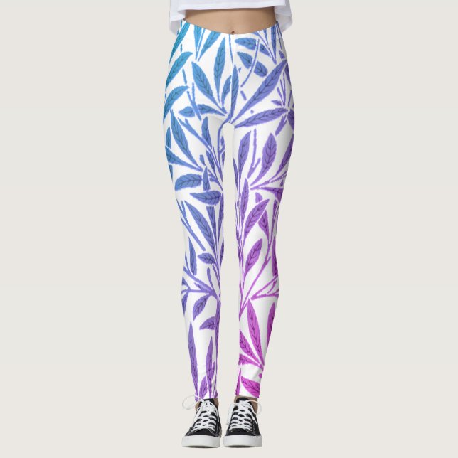 Legging Combinação de Cor Harmoniosa Azul e Rosa em Desi (Frente)