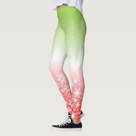 Legging Combinação de Cores Tropicais e Flocos de Neve
