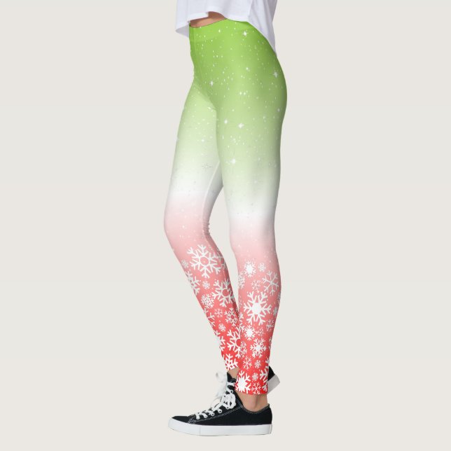 Legging Combinação de Cores Tropicais e Flocos de Neve (Esquerda)