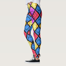 Legging Commedia dell'Arte Harlequin Red Dourado Cor-de-ro