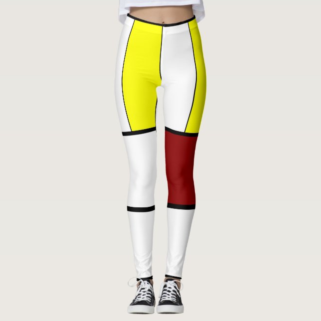 Legging Composição Colorida Mondrian Estilado (Frente)
