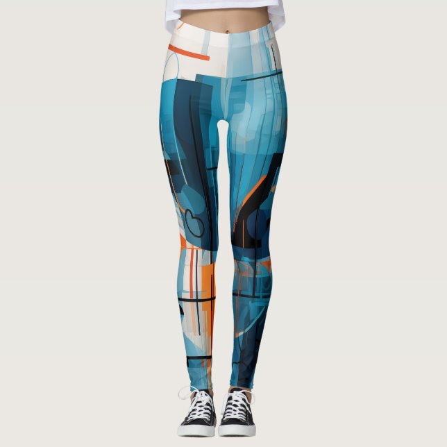 Legging composição de formas geométricas de abstrato (Frente)