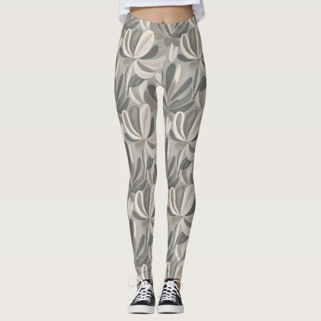 Legging Composição Floral de Guache Abstrata (Frente)