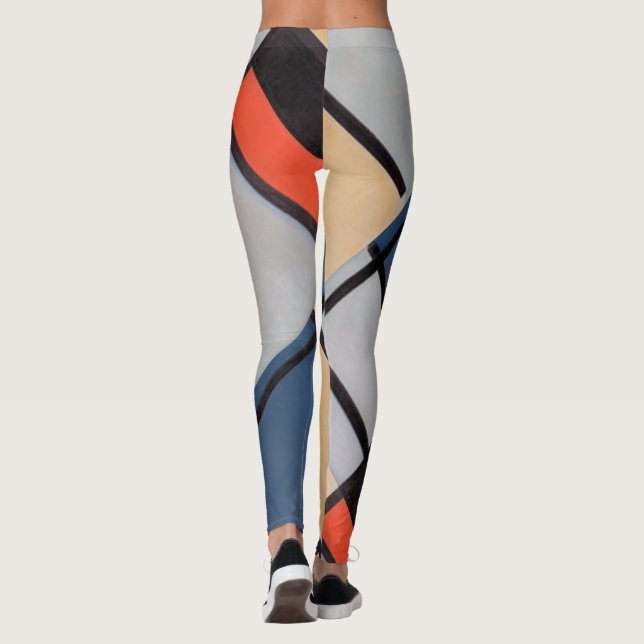 Legging Composição Mondrial com Vermelho, Azul, Preto, Ama (Verso)