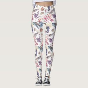 Legging Composição Subaquática em Aquarela Série Design 1 