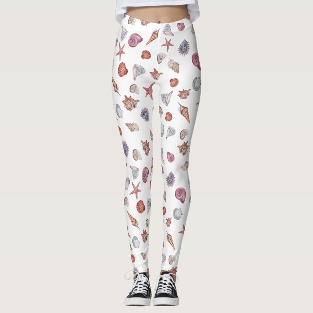 Legging Composição Subaquática em Aquarela Série Design 4  (Frente)