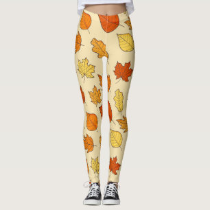 Legging Conceito de Folha: Padrão de Símbolo de Outono