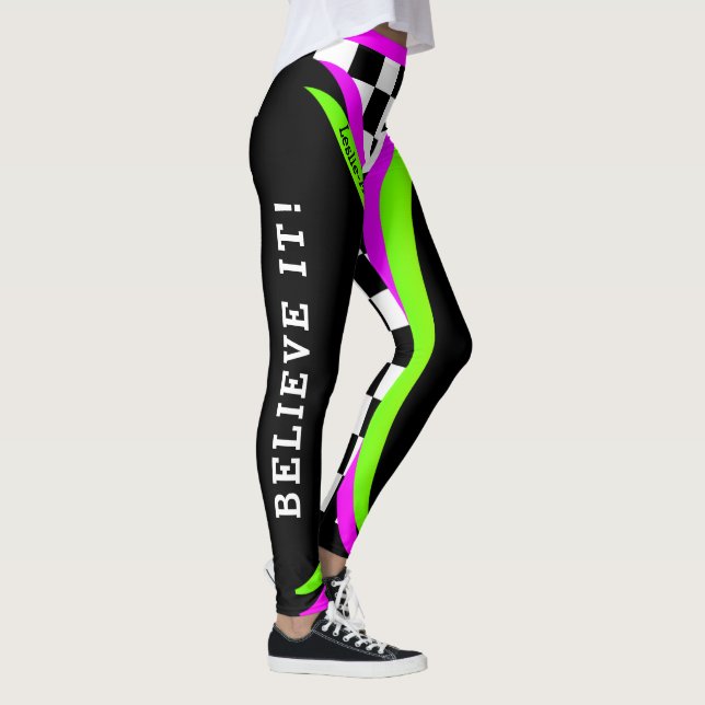 Legging Concepção de alternativo Verificada em Flourescent (Direita)