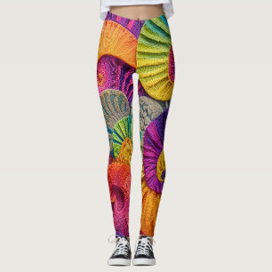 Legging Conchas Cromáticas: Mosaico Vibrante em Espiral