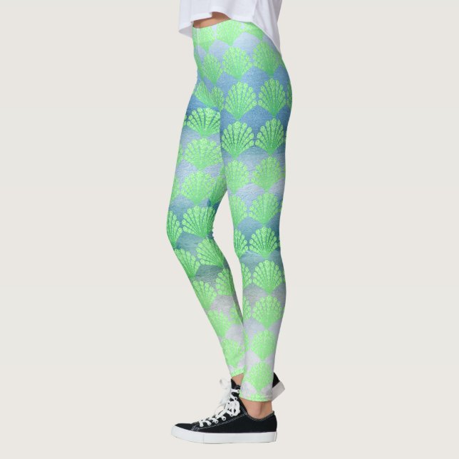 Legging Conchas de Diamantes Verde Suave (Esquerda)