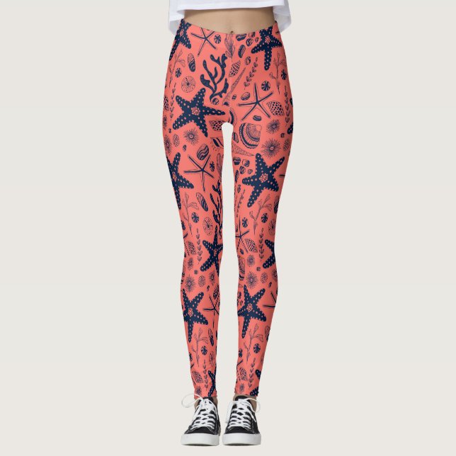 Legging Conchas marinhas que vivem fundo de coral (Frente)