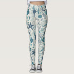 Legging Conchas marítimas em branco<br><div class="desc">Padrão vetorial desenhado à mão com conchas marinhas</div>