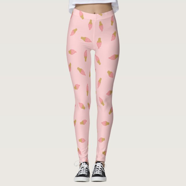 Legging Cone de Sorvete de morango rosa-claro (Frente)