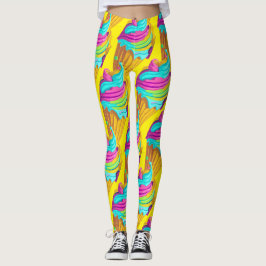 Legging Cones de Sorvete de Arco-íris Rosa Amarelo Legal