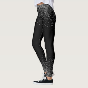 Legging Confetti De Cinza De Prata A Preto
