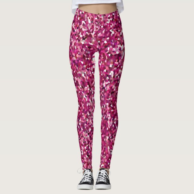 Legging Confetti Rosa-Brilhante/Impressão Mosaico (Frente)