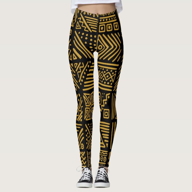 Legging Conflito africano: tribal étnico sem descontinuida (Frente)