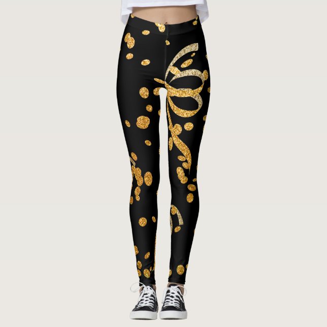 Legging Conflito Dourado negro do partido Véspera de ano n (Frente)
