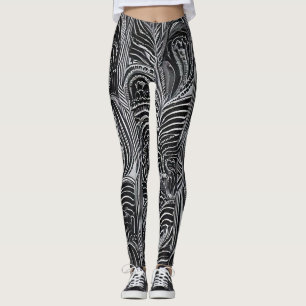 Legging Conforto Chic: Abstrato Cinza e Preto