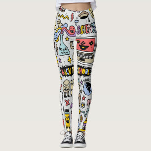 Legging Conjunto Colorido de Vintagens Coloridas da Escola