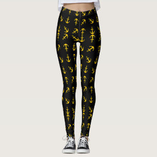 Legging Conjunto de Âncora de Barco Dourado de Desenho Ani