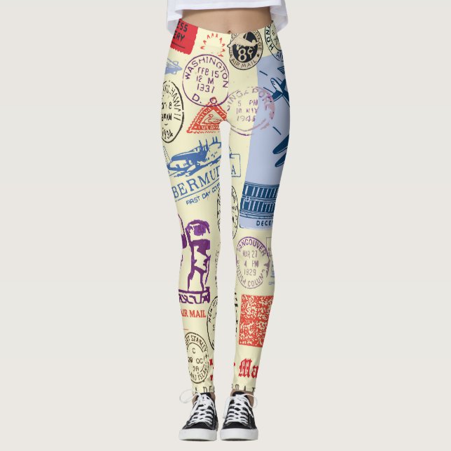 Legging Conjunto de Decretos do Carimbo do Documento Vinta (Frente)