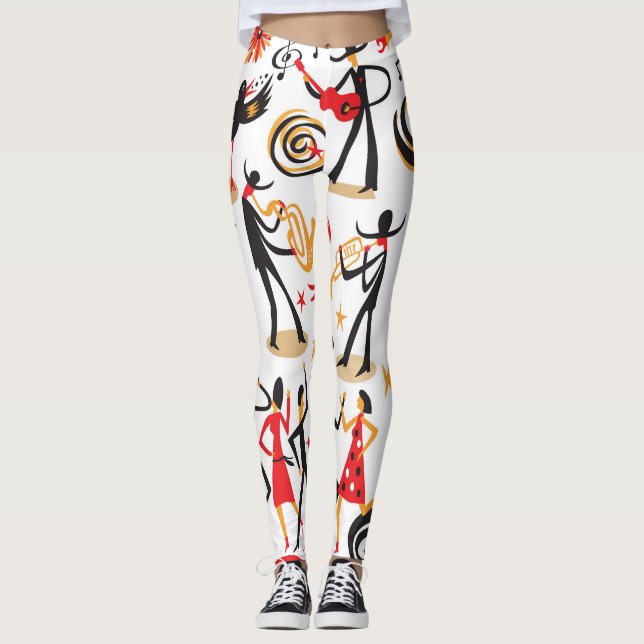 Legging Conjunto de ícones de Jazz: fundo branco isolado (Frente)