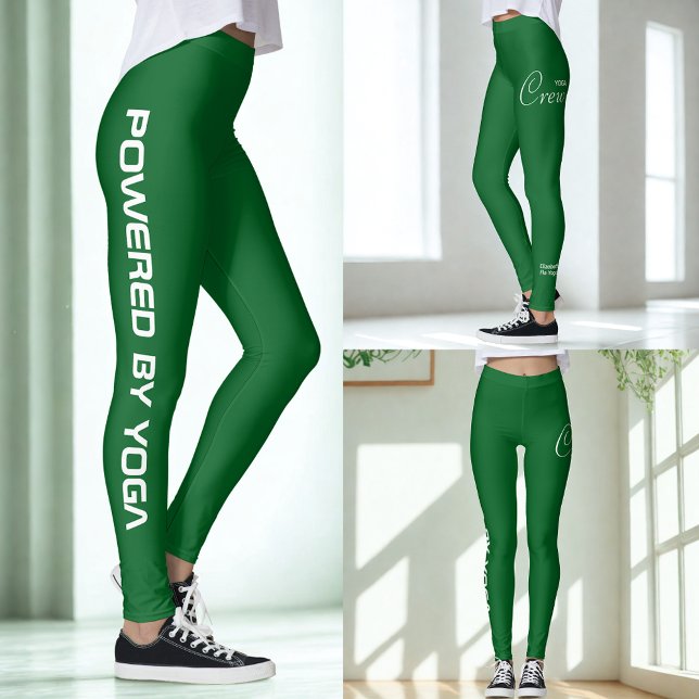 Legging Conjunto de ioga de impressão personalizada Forres (Forest Green Yoga leggings. 3 views.)