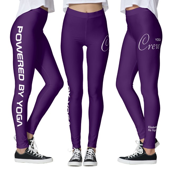 Legging Conjunto de ioga estampado roxo (Purple yoga leggings. White background.)