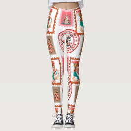 Legging Conjunto de Selos de Natal Médico Retro Arte