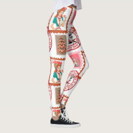 Legging Conjunto de Selos de Natal Médico Retro Arte