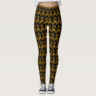 Legging Consciência Dourado do cancer da infância da fit