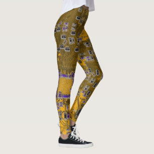 Legging Conselho do Circuito do Geek do Computador Laranja