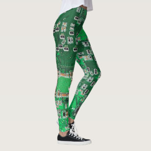 Legging Conselho do circuito do Geek do computador verde