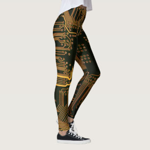 Legging Conselho Nerd de saída PCB Laranja Circuito Eletrô