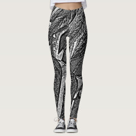 Legging contemporâneo de abstrato preto e branco