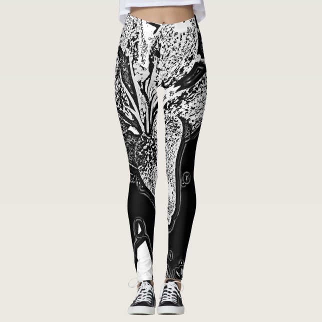 Legging contemporâneo de abstrato preto e branco (Frente)