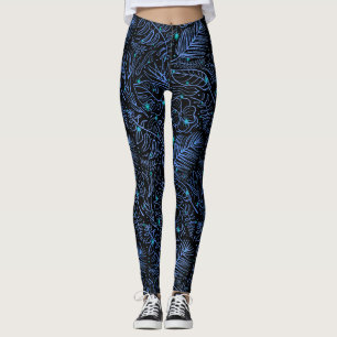 Legging Contornos de plantas dispersas luminosas.Fundo Pre