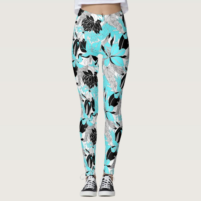 Legging Contour Hawaii Tropical Lily e Protea Floral (Frente)