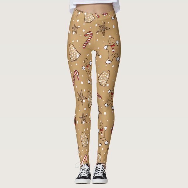 Legging Cookies De Natal E Canas Doces (Frente)