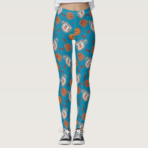 Legging Cookies, pães: padrão de fundo azul