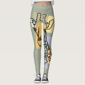 Legging Cool Giraffe Abstract Line Art