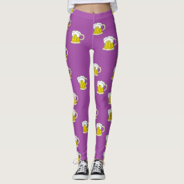 Legging Copo de cerveja espumante em roxo
