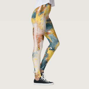 Legging Cor Abstrato moderna - pintura amarela-clara-Doura