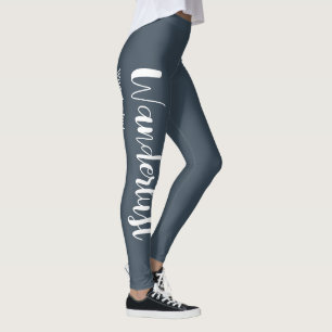 Legging Cor azul da cinza branca definição de Wanderlust