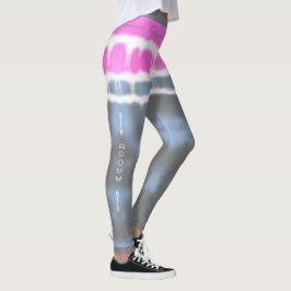 Legging Cor branca rosa e azul Torção do Torção no Estilo