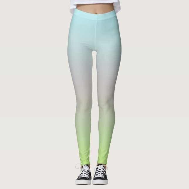 Legging Cor Brilhante Pastel Gradiente Azul Cor-de-Rosa Ve (Frente)