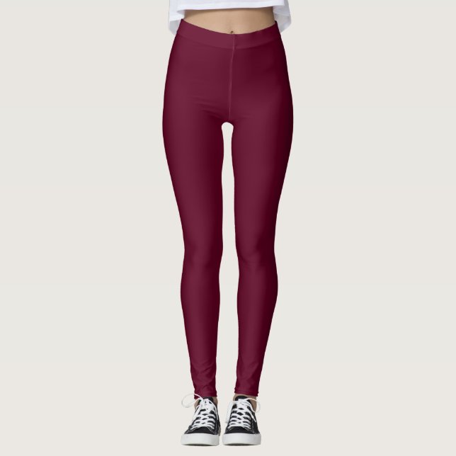 Legging Cor Burgundy Escuro Sólido Simples (Frente)